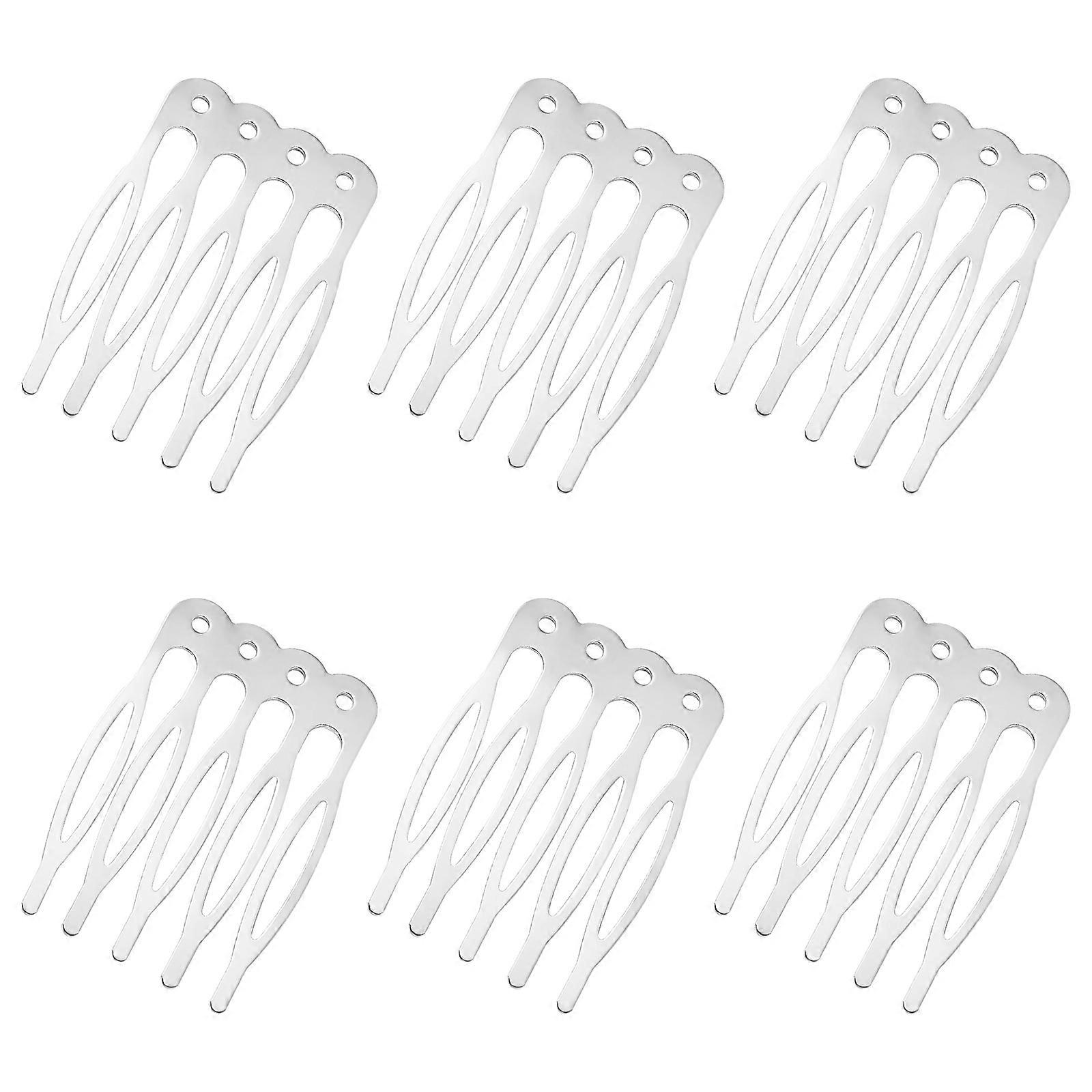 DIY Hair Combs Five Teeth Combs for Decoration 50Pcs Silver Minkissy Set