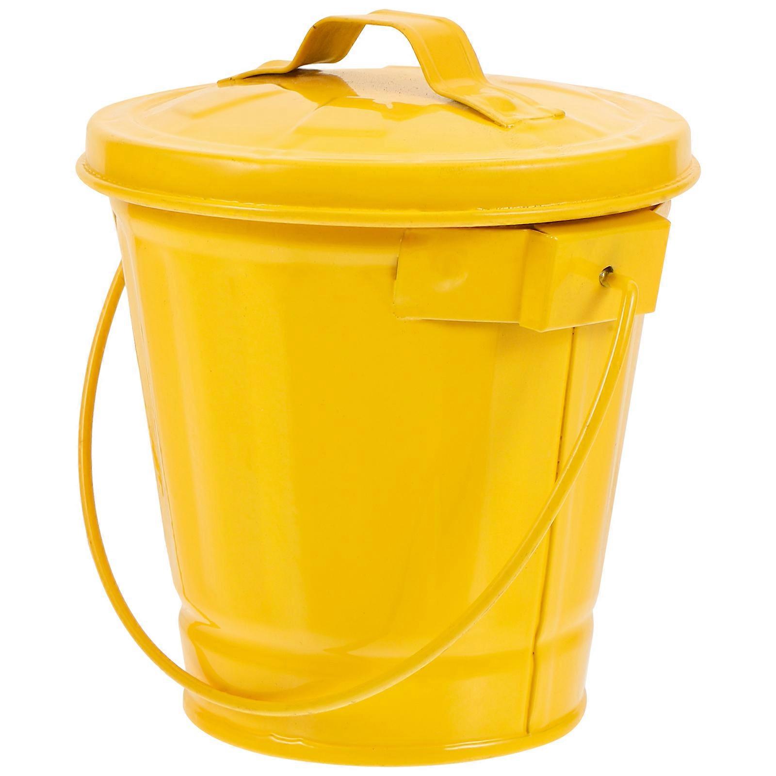 Stylish Compact Metal Trash Can with Lid for Bathroom Desktop Countertop Small Spaces Retro Design Rubbish Bin Organizer
