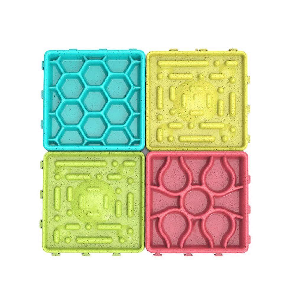 Dog Feeding Bowl 4Set Slow Feeder Designed For Pets Round Assorted Color Preventing Choking