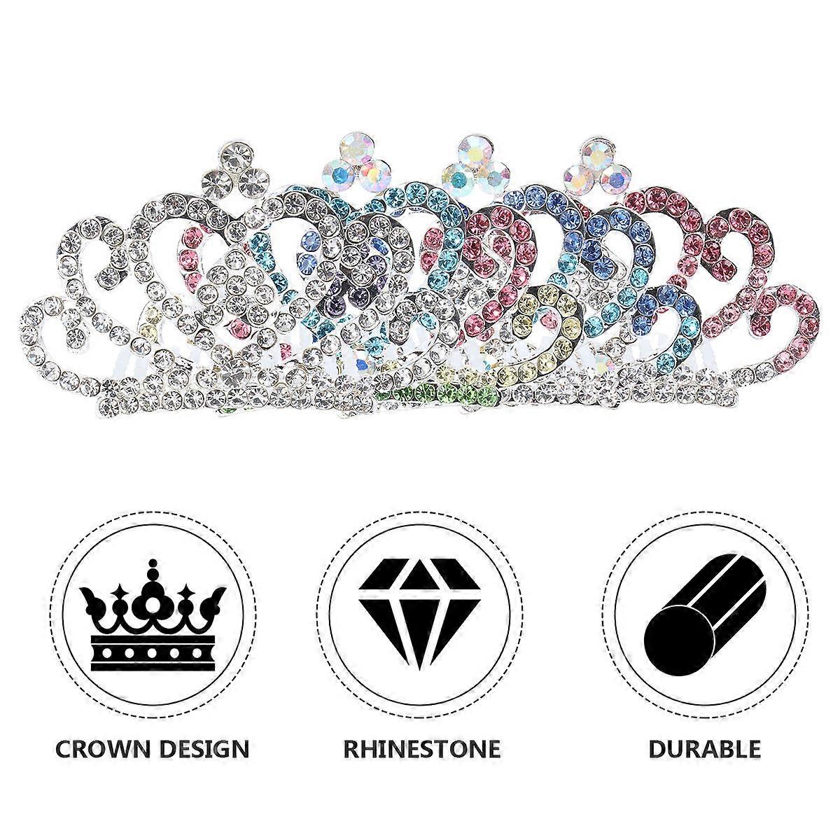 Colorful Rhinestone Crown Headwear Set   Lightweight Elegant Hair Combs for Performances, Parties, Birthdays   Premium Sparkling Design