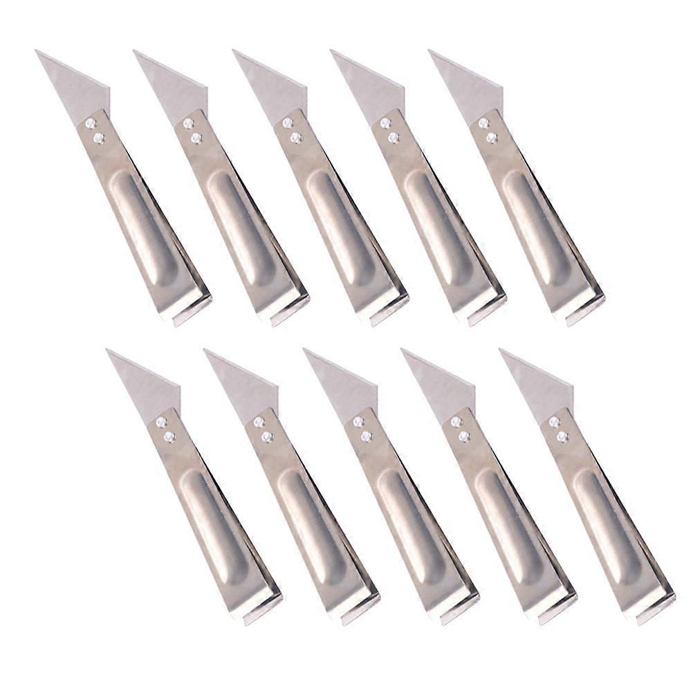 Metal Clip Tweezers with for Home Use 10pcs Silver Stainless Steel Small Tool