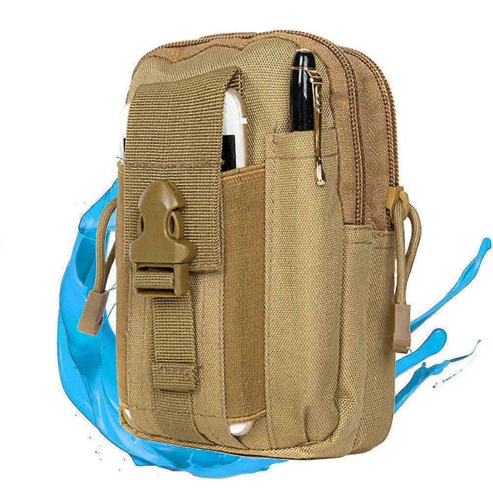 Khaki Mobile Phone Bag Made of Oxford Cloth for Outdoor Use with Water-resistant Feature and 1