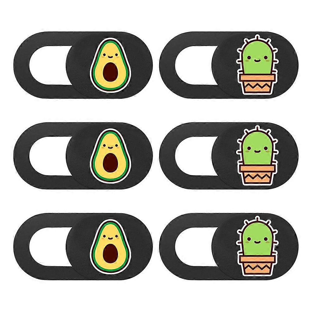 6PCS Cartoon Webcam Covers for Privacy Protection with Adhesive ABS Material Assorted Color