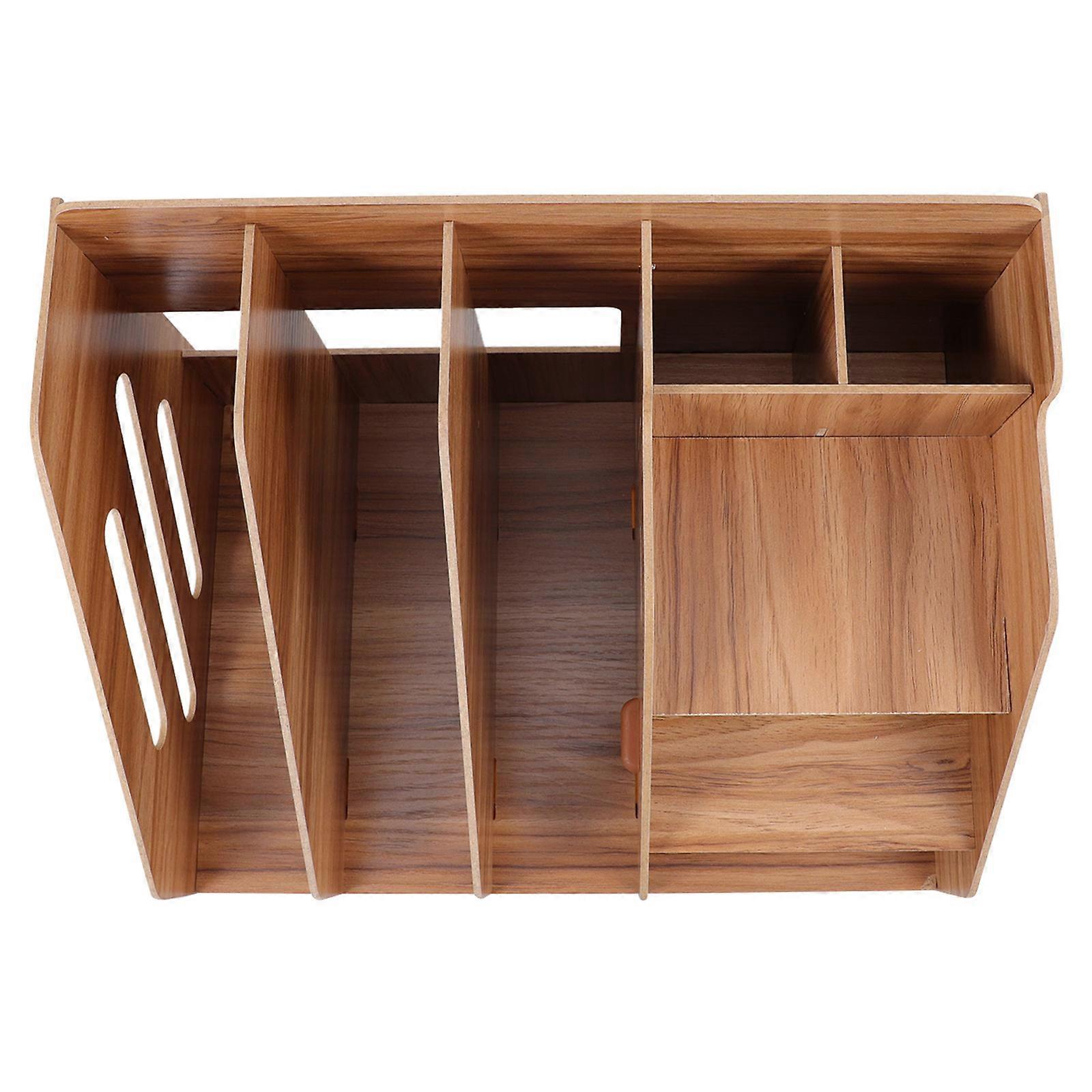 1Pc Multipurpose Wooden Desktop Sundries Storage Box Simple Storage Drawer Box (Brown)