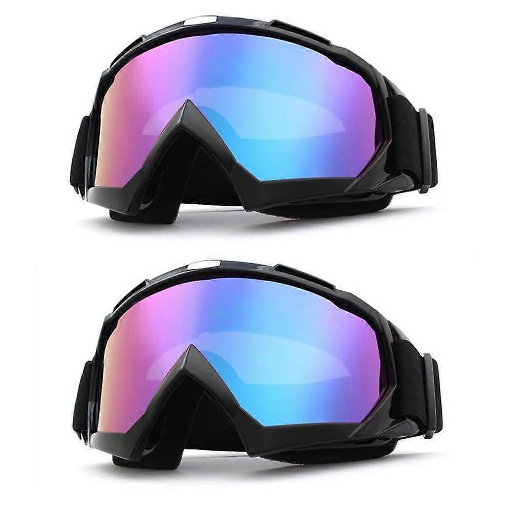 Motocross Goggles, Riding Goggles for Men and Women, Windproof Outdoor Goggles 2 pairblack/blue