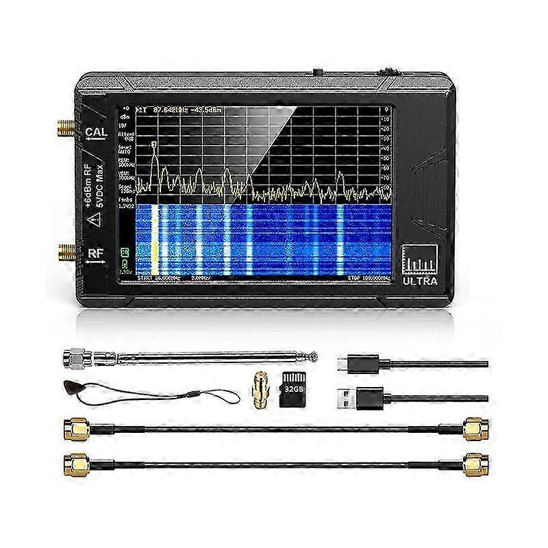 4 Inch Spectrum Analyzer, Handheld TINY SA Frequency Analyzer, 100KHz-5.3GHz, Expandable with 32GB Card, Networking Capabilities