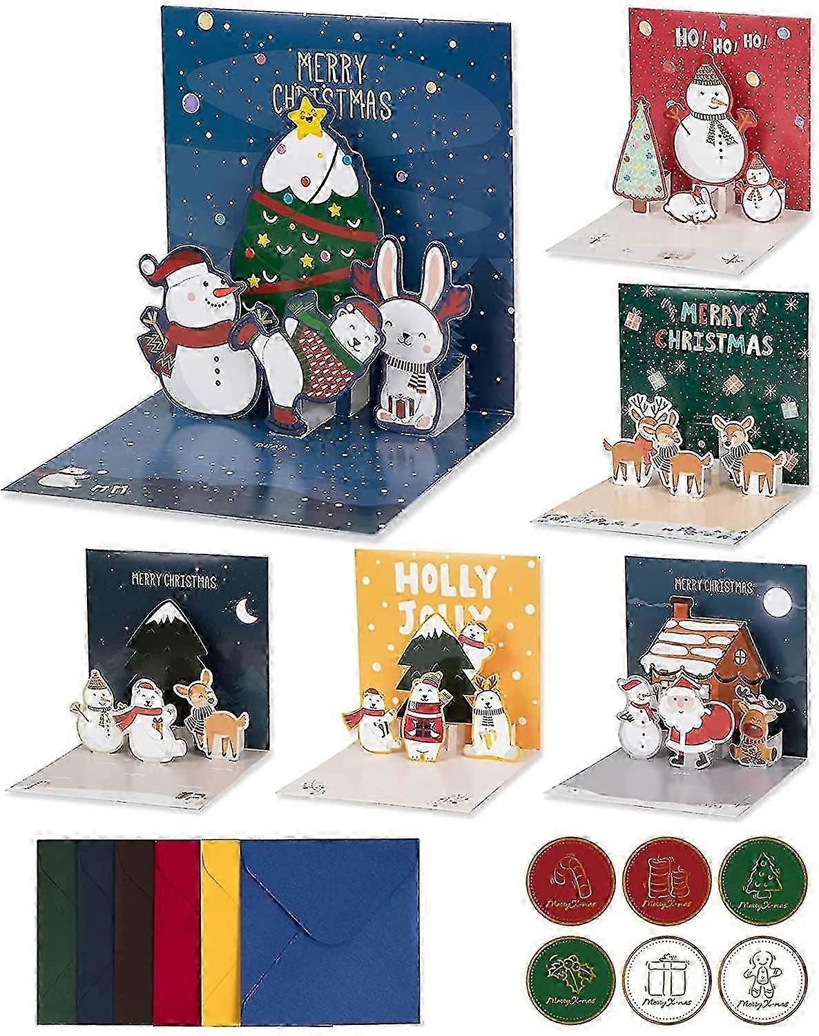 Für 2024 Pop-up-Weihnachtskarten mit Umschlägen - Weihnachtskarten