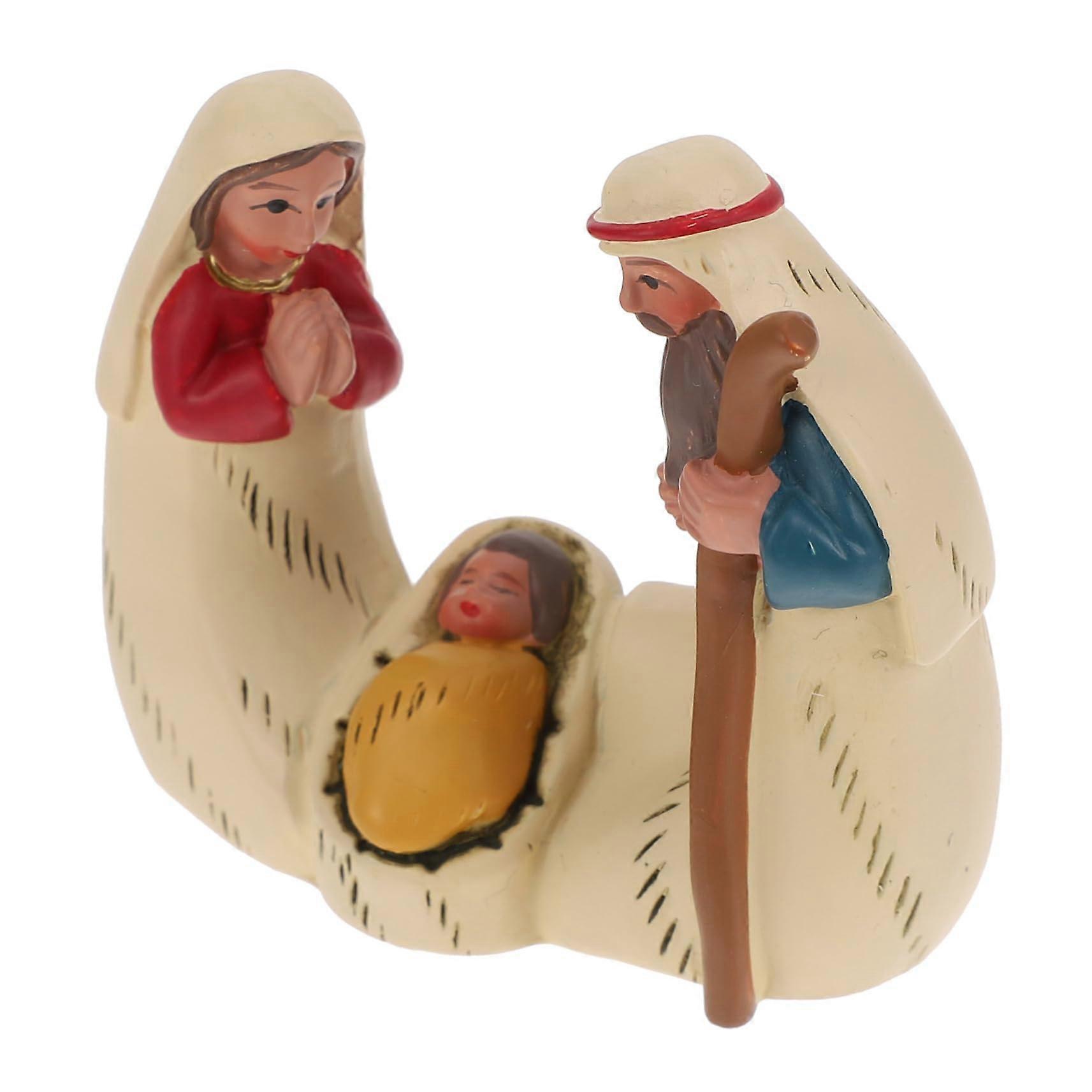 Resin Jesus Nativity Statue Stable Base Lightweight Religious Figurine for Christmas