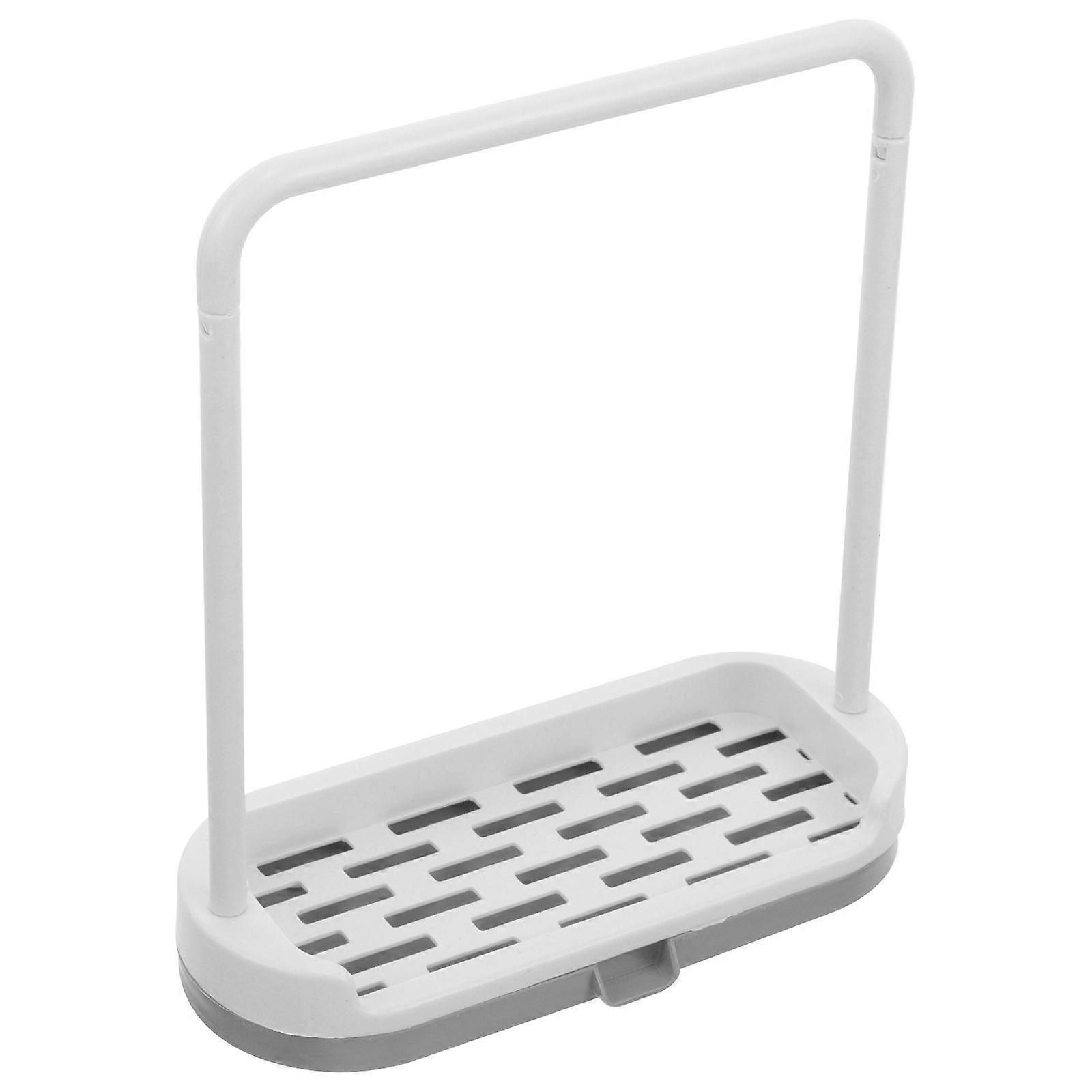 Rag Soap Rack Plastic Countertop Organizer Rack Removable Dishcloth and Sponge Drying Rack(Grey)