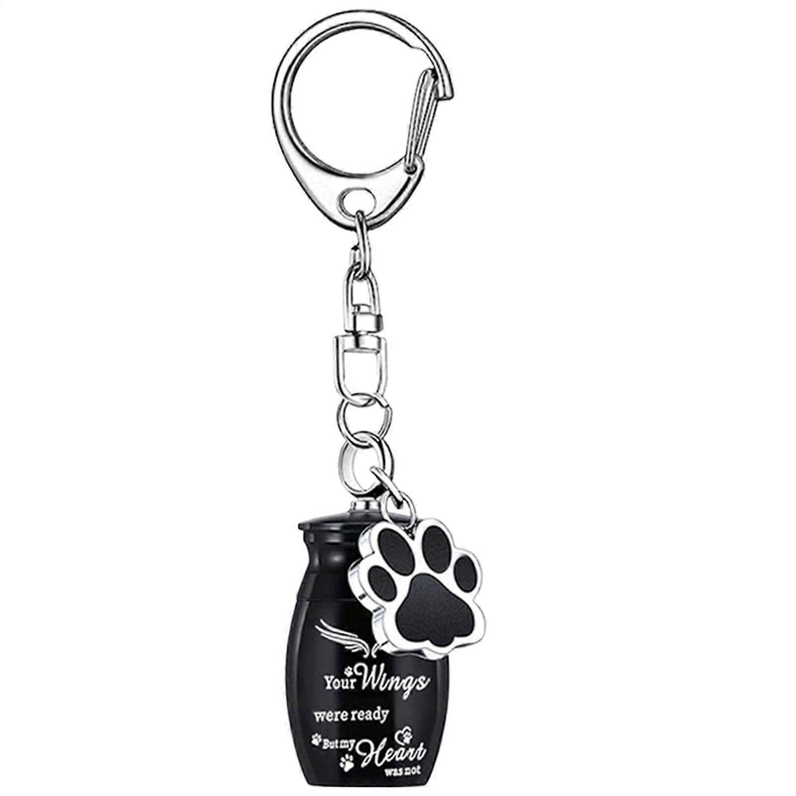 Small Urn Keyring  Aluminum Alloy Pet Ashes Container  Keepsake Bottle With Paw Charm