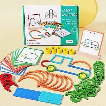 Creative Wooden Sticks and Rings Puzzles Intelligence Game Early Childhood Montessori Educational Toy