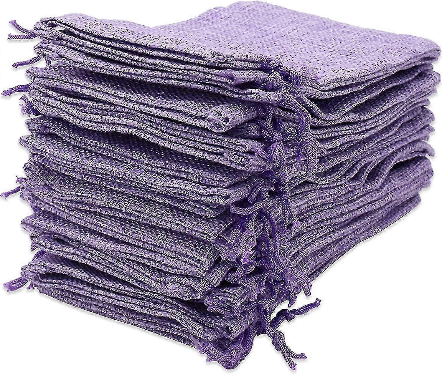 30pcs Reusable Jute Sachets - 10x15cm with Drawstring for Gifts (Light Purple)