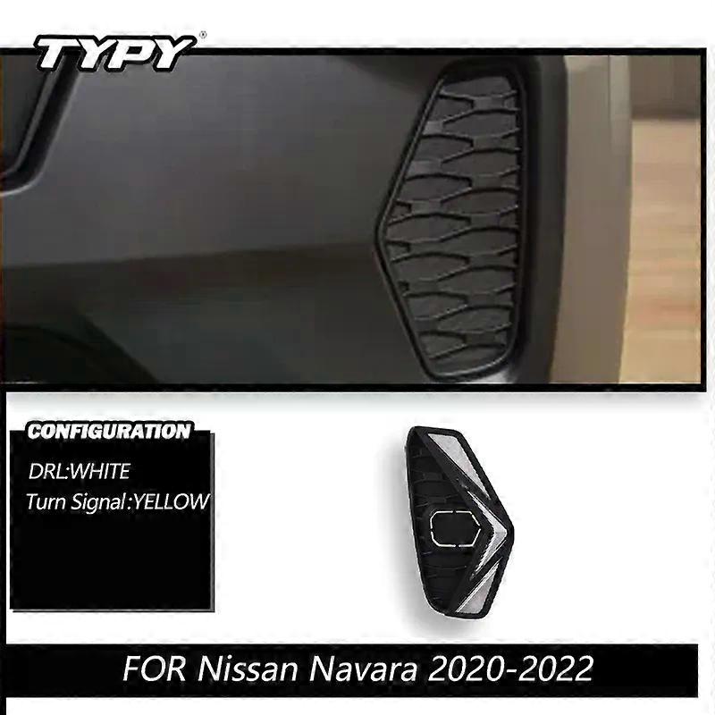 Apply TYPY Daytime Running Light DRL For Nissan Navara NP300 Frontier 2020 2021 2022  Driving Fog Lamp Waterproof Turn Signal Yellow