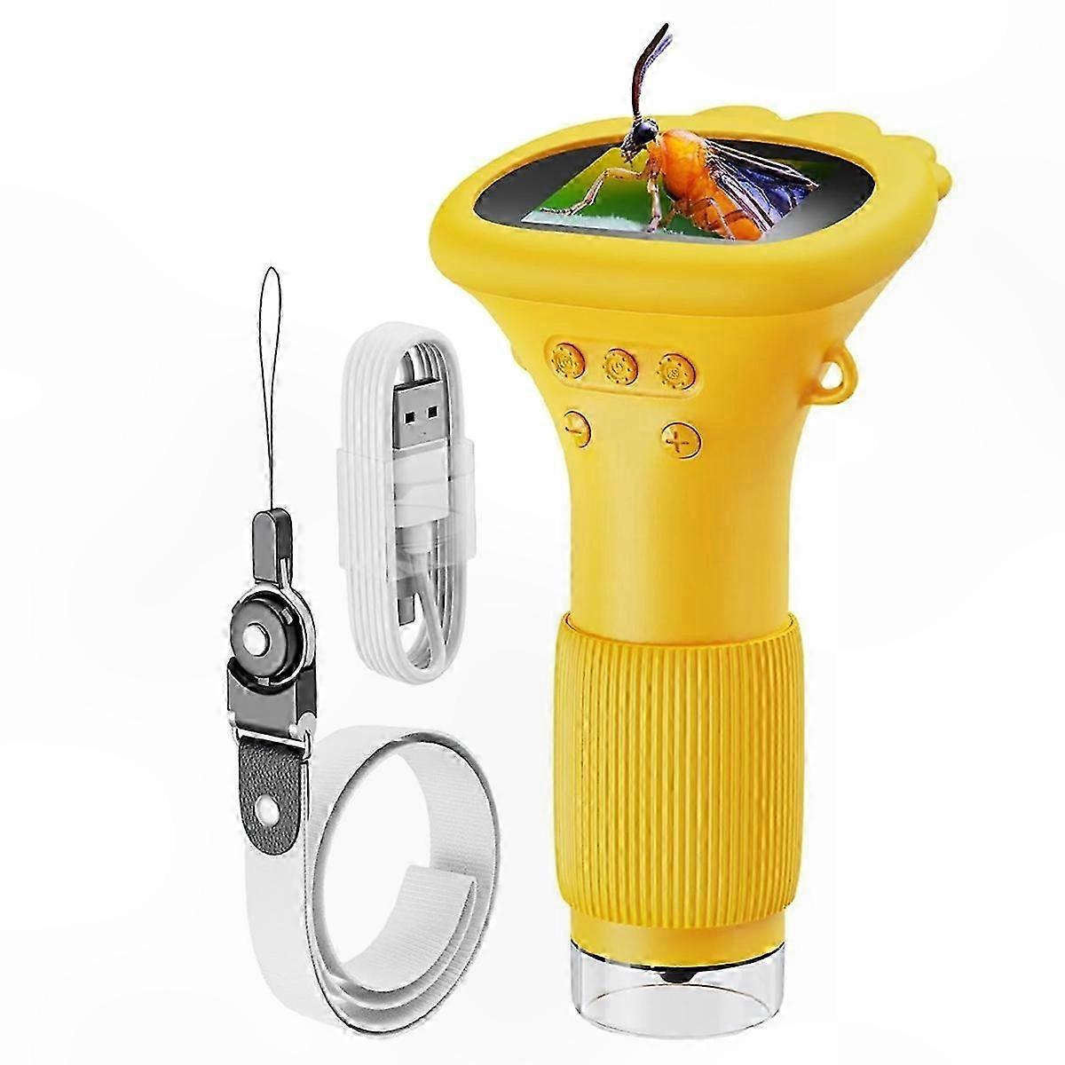 Kids Portable Microscope with 8 LED Lights and 50-1000x Magnification Digital Tool for Exploration and Learning