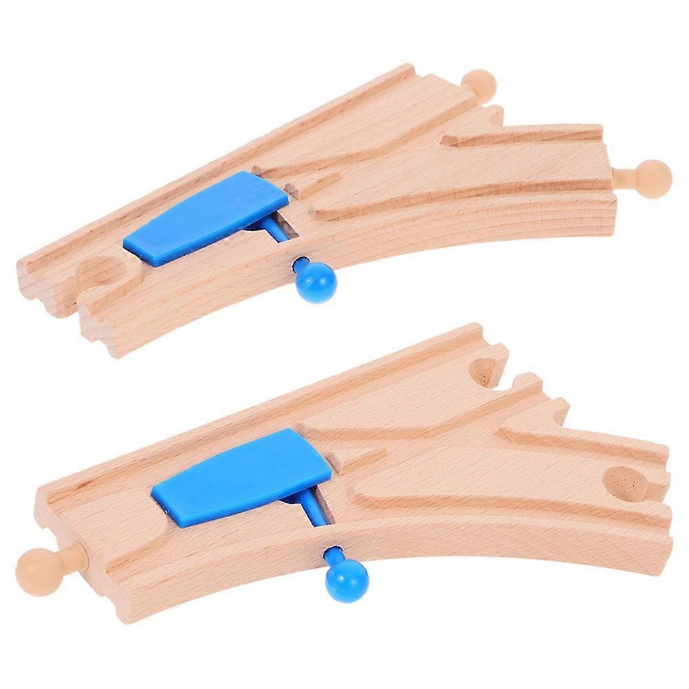 Wooden Train Track Accessories 2pcs Curved Switch Rails for Wood Construction with Endless Layout Possibilities, Stimulates Imagination and