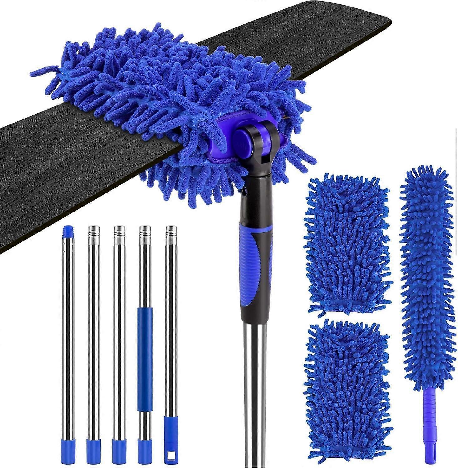 Ceiling Fan Cleaner Duster with 80 Inch Extendable Pole, Washable Chenille for High Ceiling Fan Blades and Hard-to-Reach Areas
