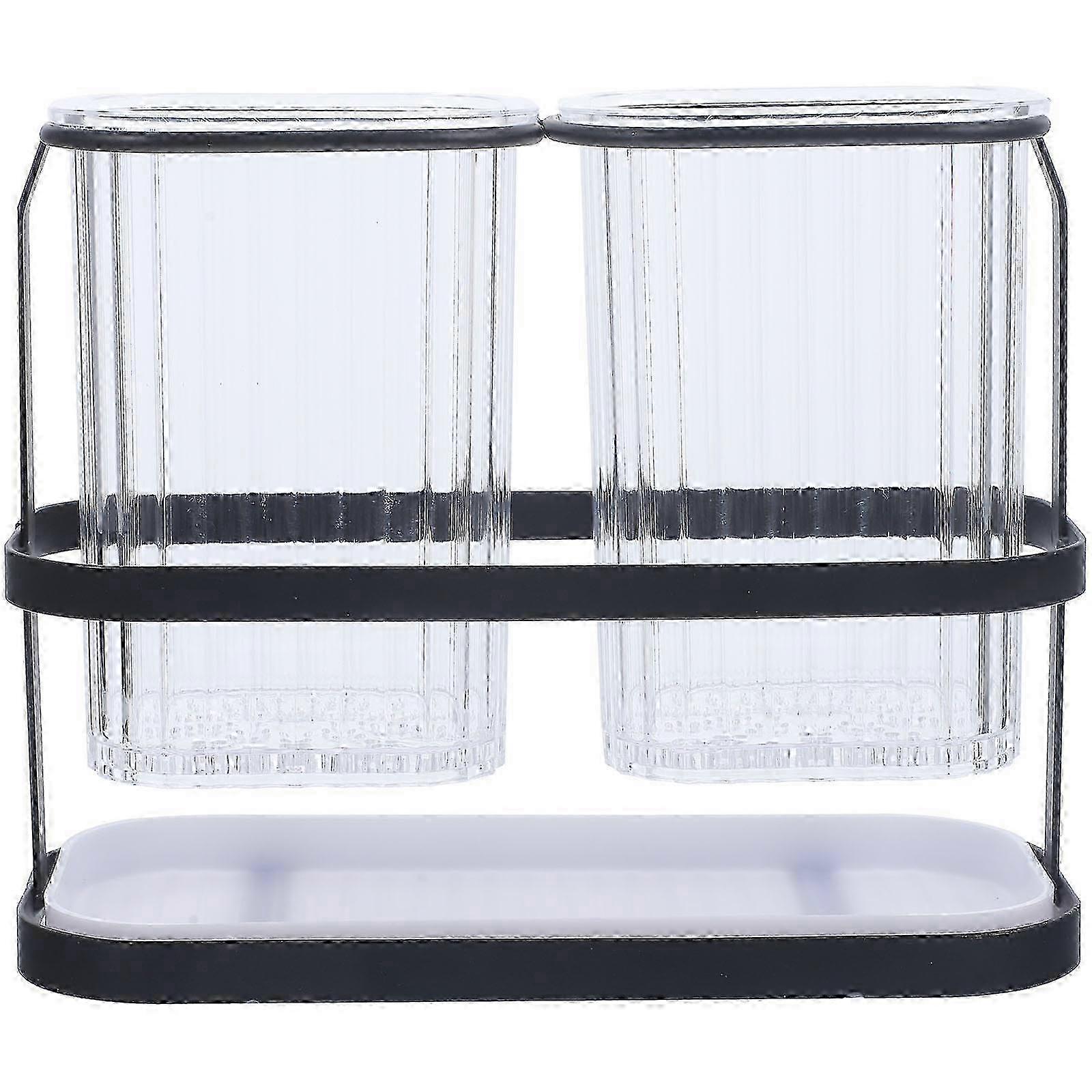 Wall Mount Multi-Function Chopstick & Cutlery Holder for Kitchen - Black 19.7x15.5x8.9cm Organizer