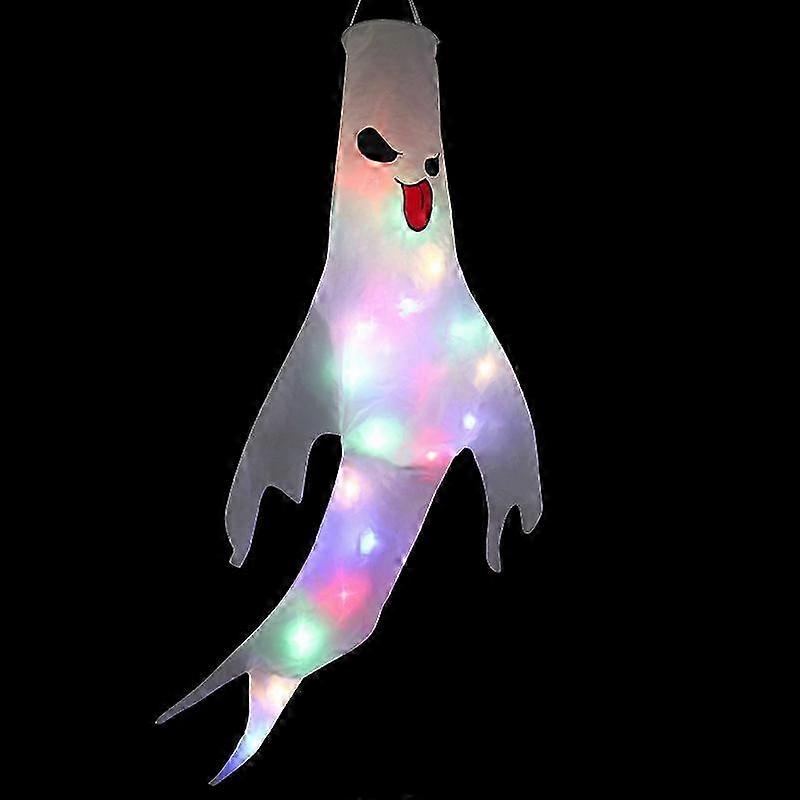 2 Pack Halloween Ghost Hanging Windsocks For Outdoor Decorations