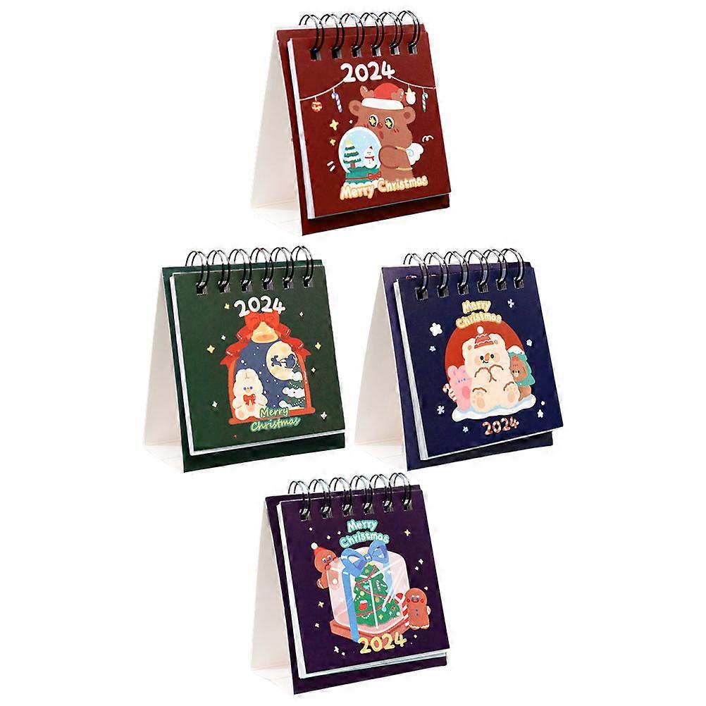 Desk Calendar Office Use Standing Design Paper Assorted Color Organizing Daily Life 4Pcs