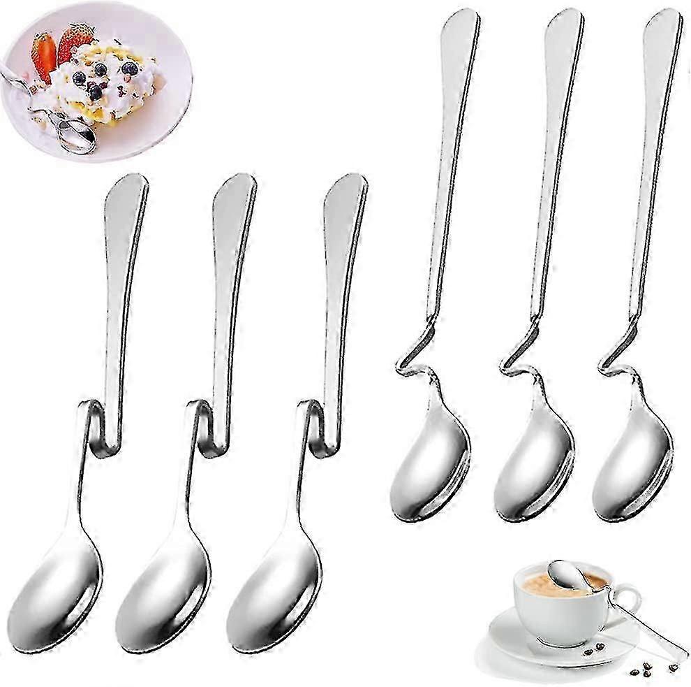 6-Piece Stainless Steel Long-Handled Jam Spoons, Folding Coffee Spoons with Curved Handles for Honey and Spreads