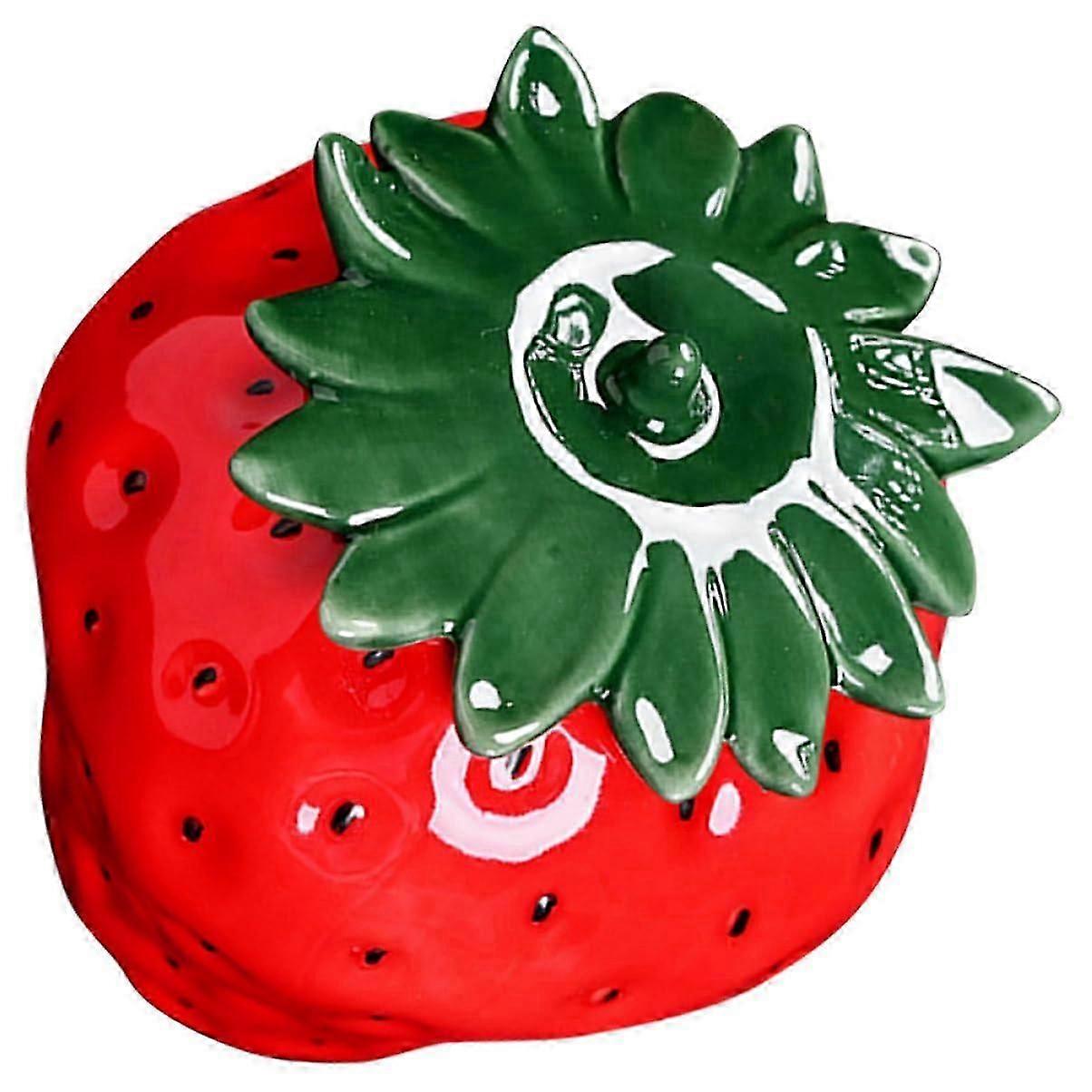 Ceramic Tea Canister Strawberry Shape Multifunctional Sealed Storage Solution for Candy and Food Desktop Decorative and Practical