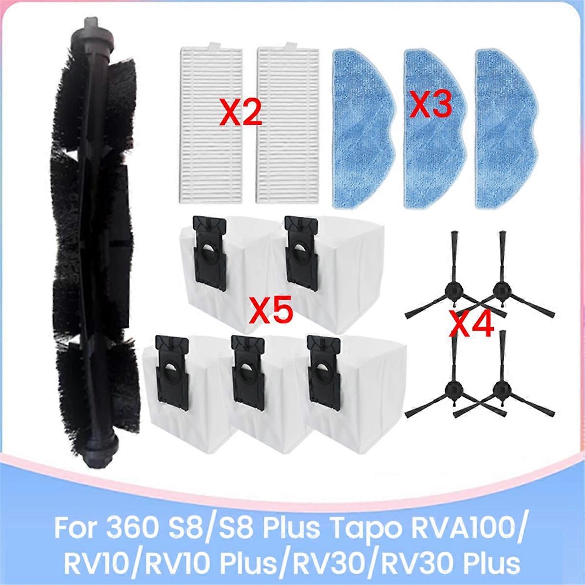 15PCS for 360 S8/S8 Plus RVA100/RV10/RV10 Plus/RV30/RV30 Plus Replacement Parts Brush Filter Dust Ba
