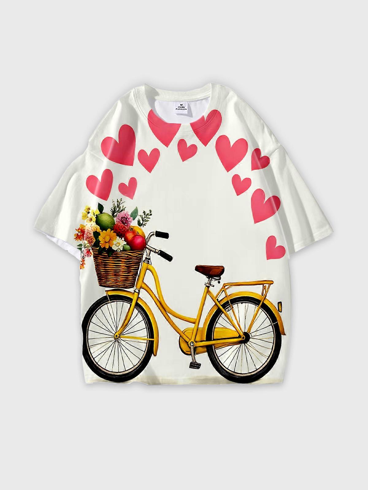 T-Shirt Short Sleeve Round Neck, Summer Casual Loose Graphic Tee, Unisex Pattern V3644