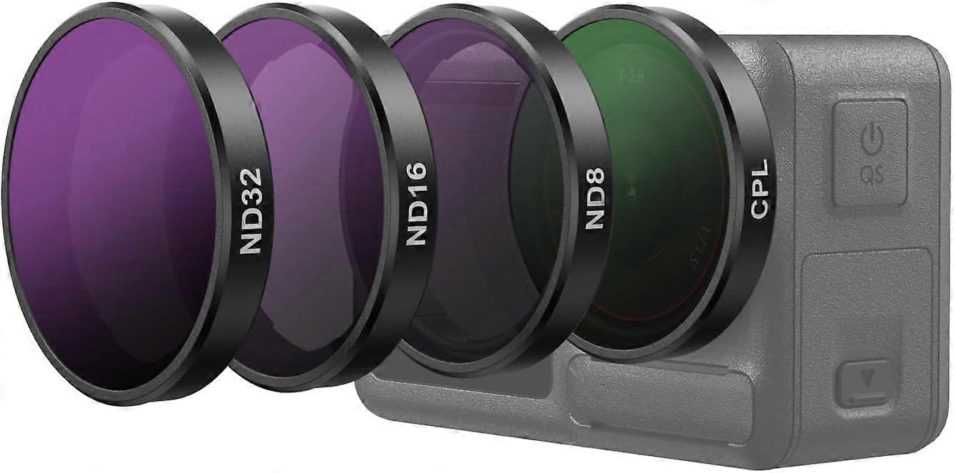Lens Filter Set for DJI Action 5 Pro Action 4 Action 3 Camera Accessories, 4-Pack CPL ND32 ND16 ND8 Polarizing Neutral Density for DJI Osmo Action