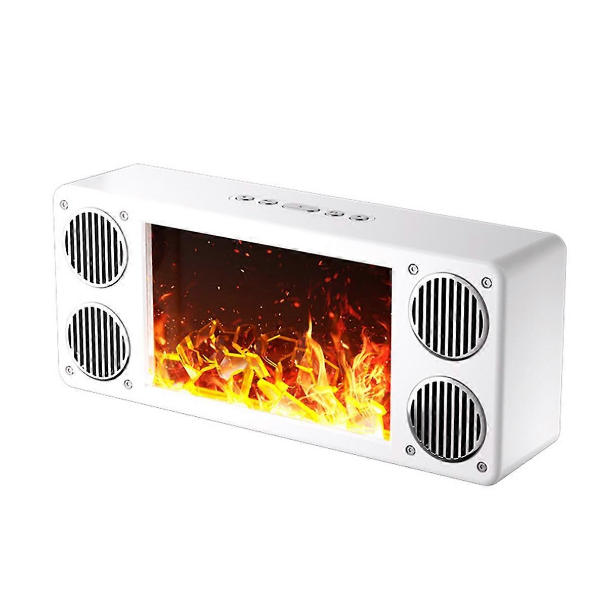 Panoramic 360 Stereo Surround Bluetooth Speaker with Flame Fireplace Effect HIFI Subwoofer Support TF USB AUX Play