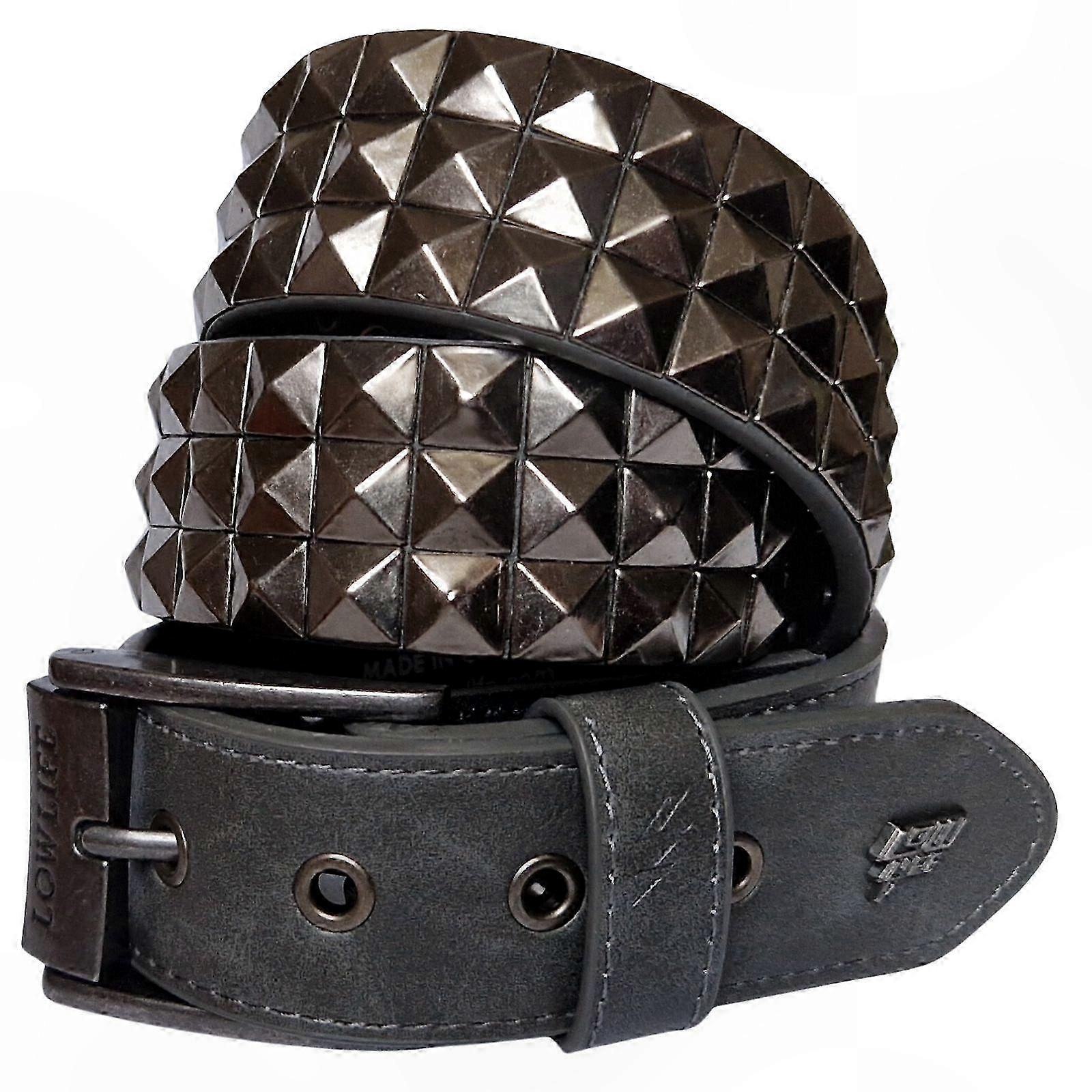 Studded Leather Belt in Slate Color with Triple S Design