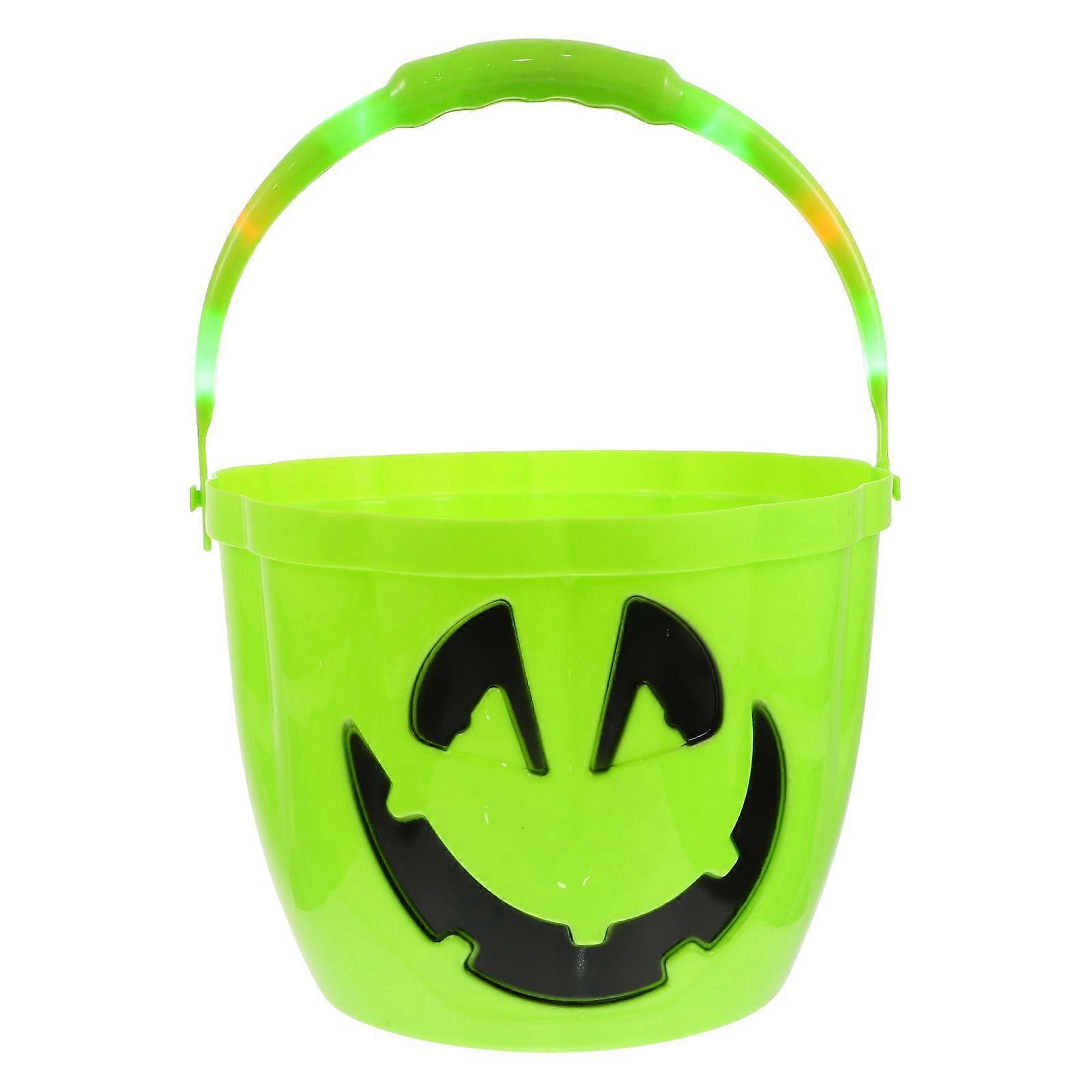 Portable Halloween Bucket Glowing Candy Storage Bucket Plastic Halloween Bucket for Children