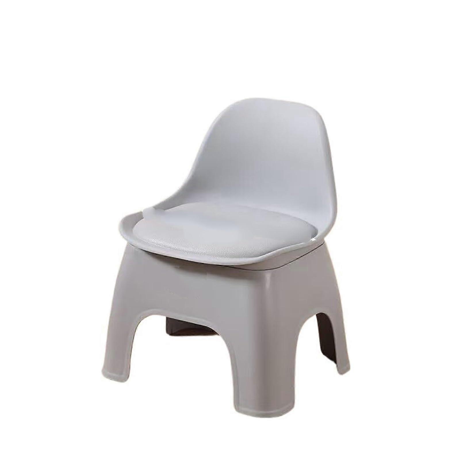 Thickened Plastic Backrest Stool Outdoor Garden, PP Material, Anti-Slip Design, Detachable, Durable, Smooth Edges, Grey