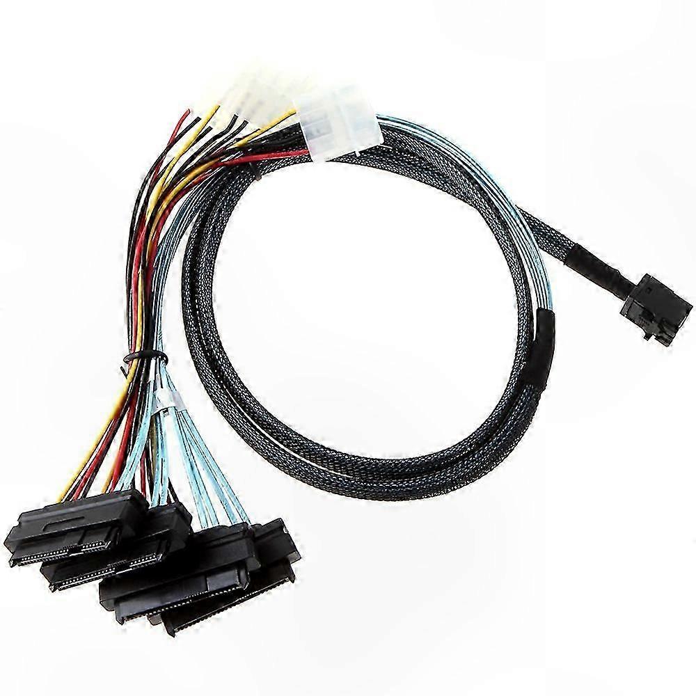 4-Port Mini SAS SFF-8643 to 29-Pin SFF-8482 Cable with SATA Power, 1M Length