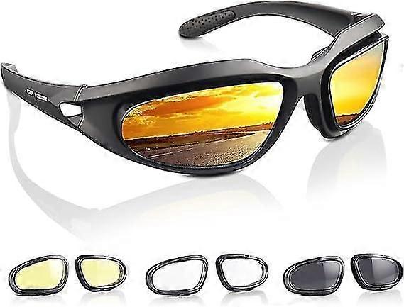 Polarized motorcycle riding goggles, windproof riding glasses UV400 outdoor sports sunglasses, interchangeable lenses, suitable for cycling and hiking
