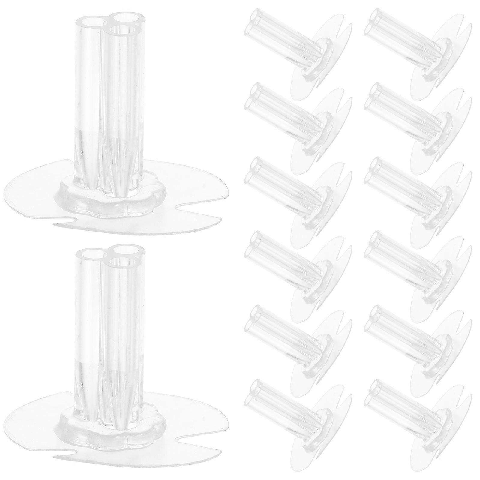 Transparent Plastic Flower Base Stand for Daily Use with Three-Hole Round Design 30Pcs