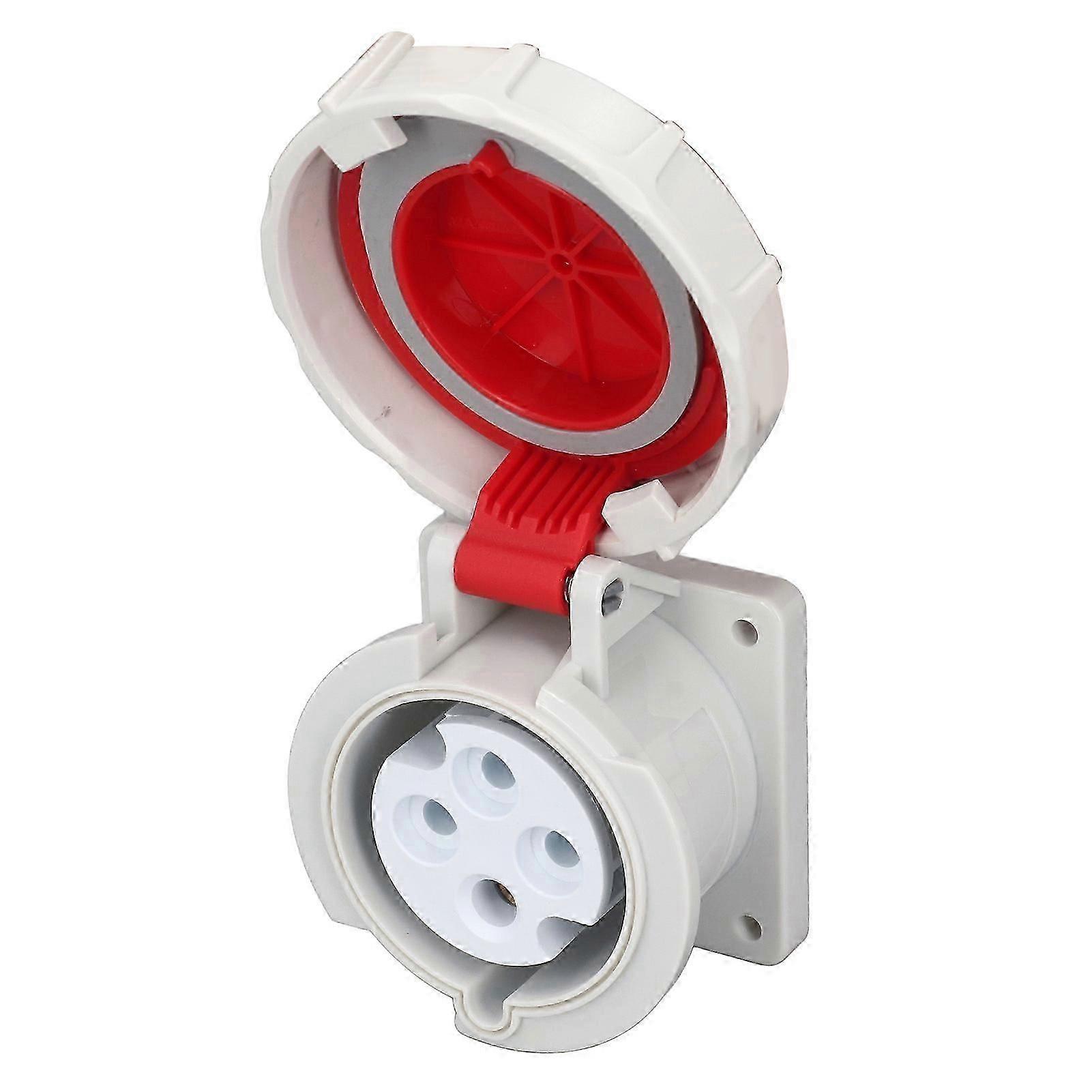 Industrial 3 Phase 4 Pin 32A IP67 Water Proof Flame Retardant Concealed Socket Connector for AC380 - 415V