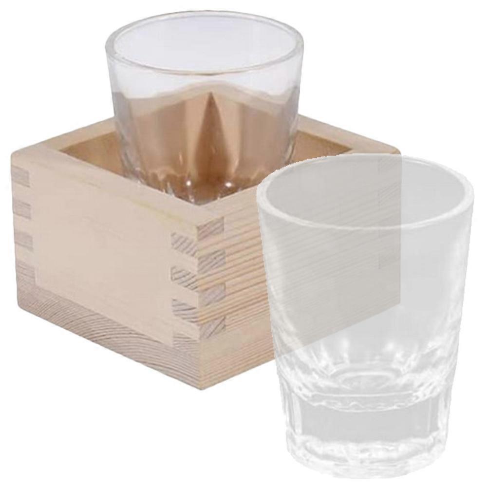 Japanese Style Sake Cup Glass Sake Mug Set for Serving 1Set with Wood Box