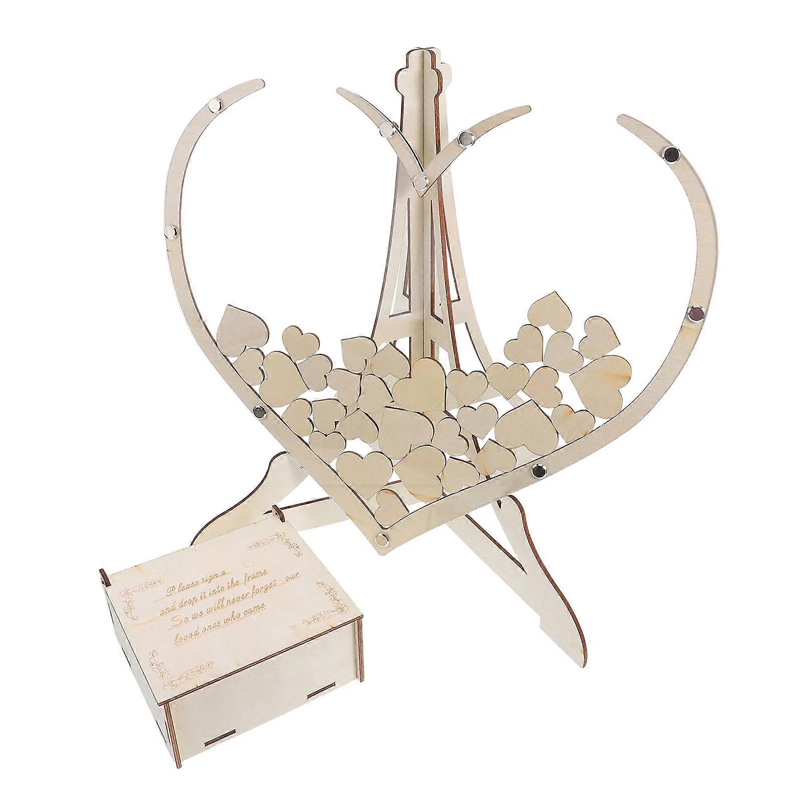 Beige Heart-Shaped Wooden Keepsake Storage Box For Couples And Event Organizers In Rustic Style Perfect For Weddings And Anniversaries 1 Set