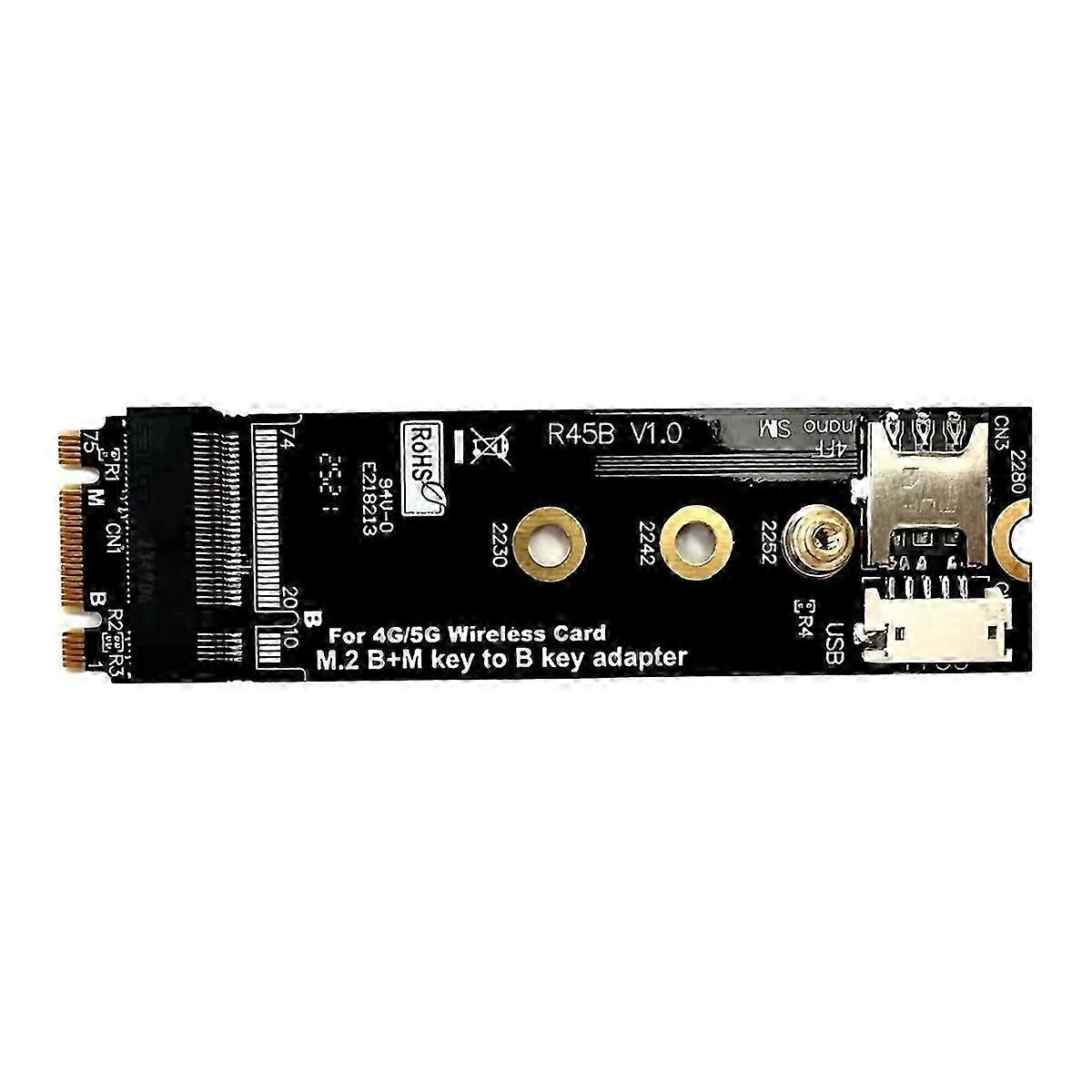 M.2 B & M-Key 2280 to B-Key Adapter for 3G/4G/5G Wireless Modem Card Support NanoSIM M2 B Key 3042 3052 LTE Module Card