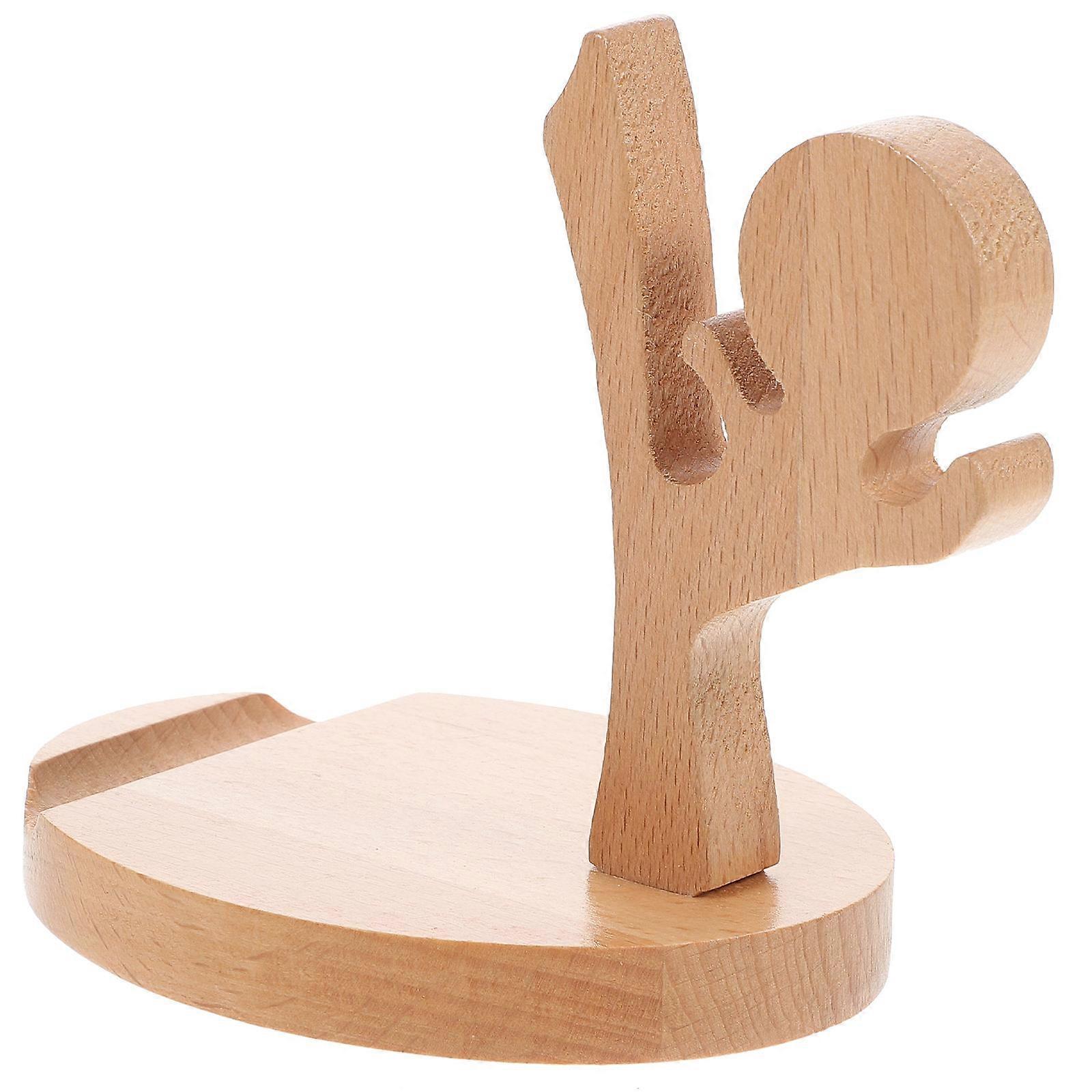 Wooden Cell Phone Holder for Desk Use 4Pcs Set Light Yellow