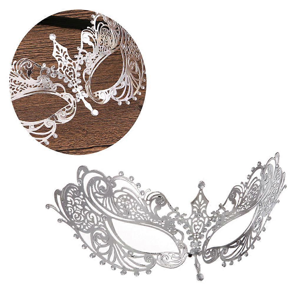 Metal Mask Half Face Mask for Party Use 1Pcs Silver Rhinestone Inlay Design