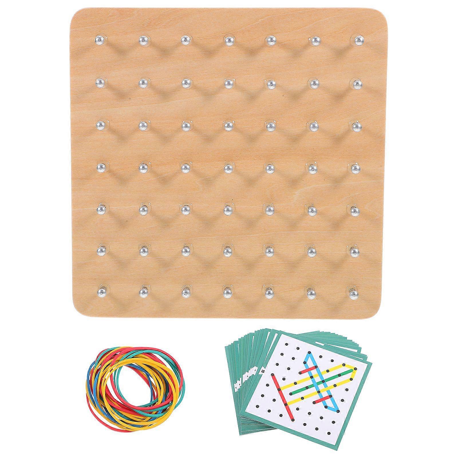 1 Set  Geoboard Geometric Shape Puzzle Peg Wood Board To Create Figures Shapes