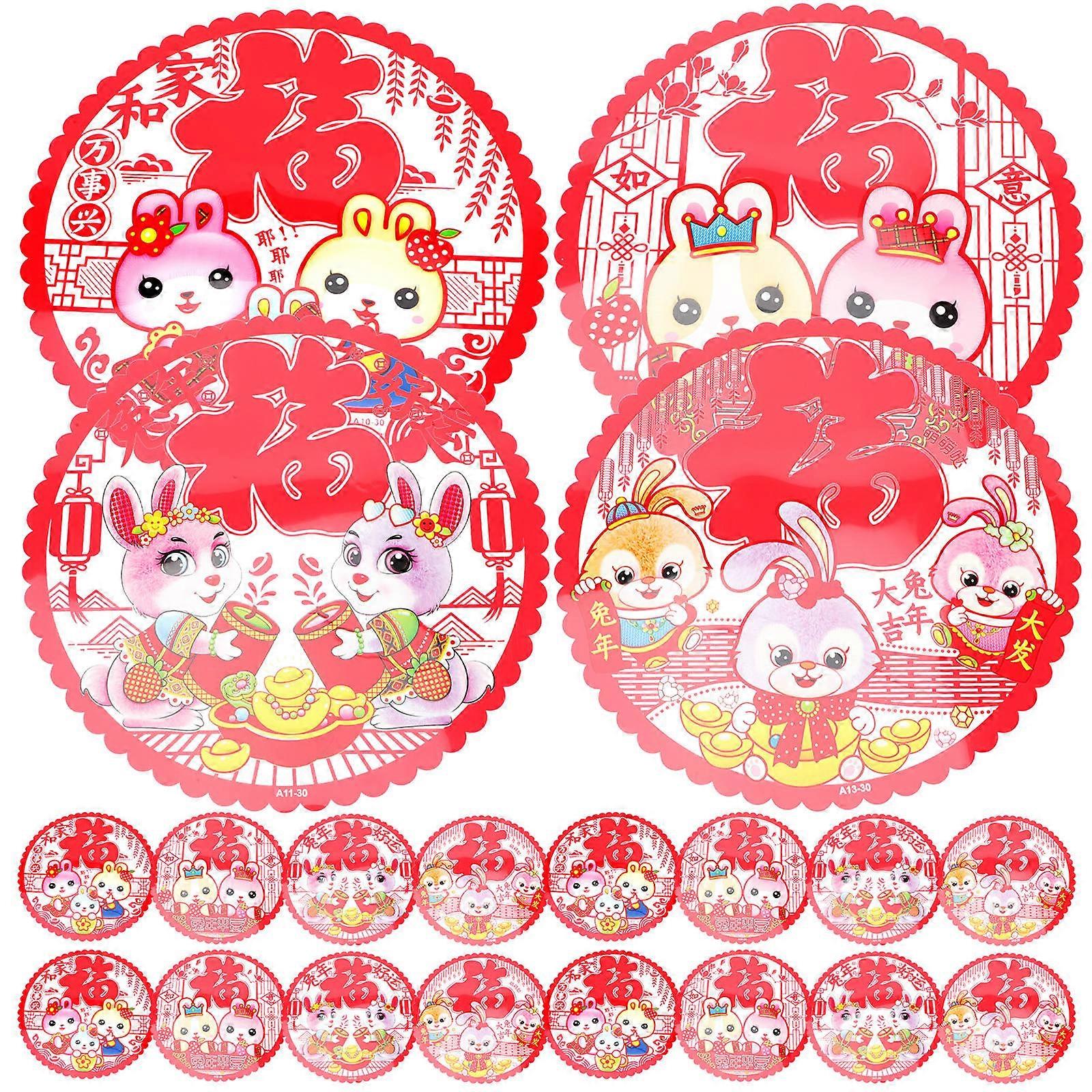 Festive Decoration 160 Pcs Window Decals With Clear Patterns Designed For New Year Celebrations In Red Color For Door And Glass Usage