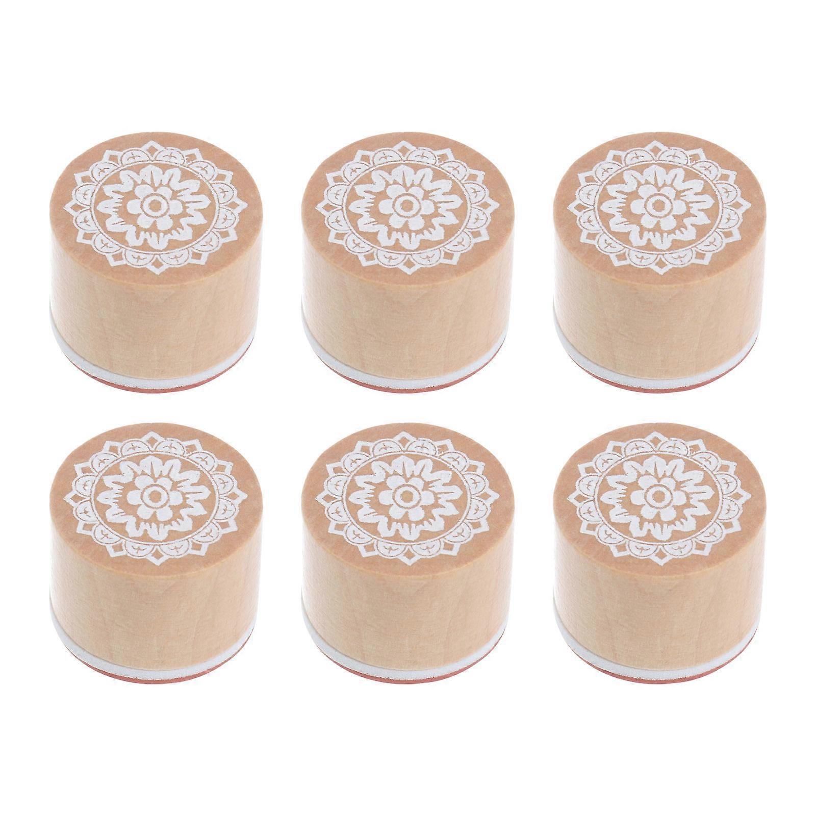 Decorative Wooden Scrapbook Stamp Retro Seal for DIY Use 6Pcs