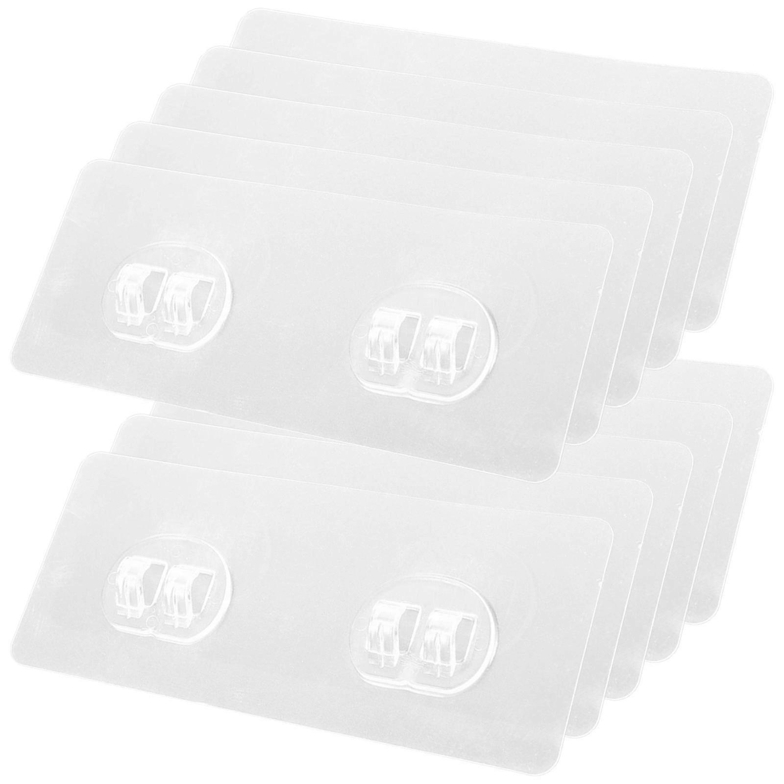 Adhesive Hooks 10Pcs Replacement Heavy Duty Hooks for Kitchen and Bathroom Storage Transparent PVC Wall Mounting Non-Damaging Design