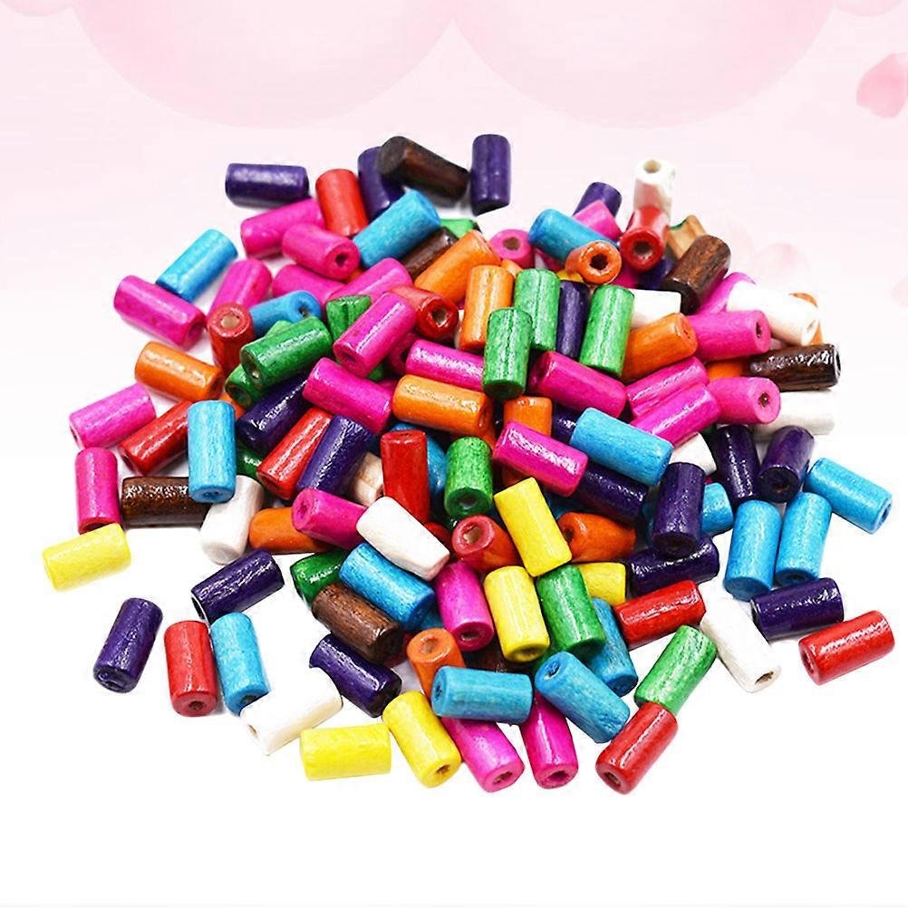 Colored Wooden Beads Cylindrical Beads for DIY Craft 2Packs