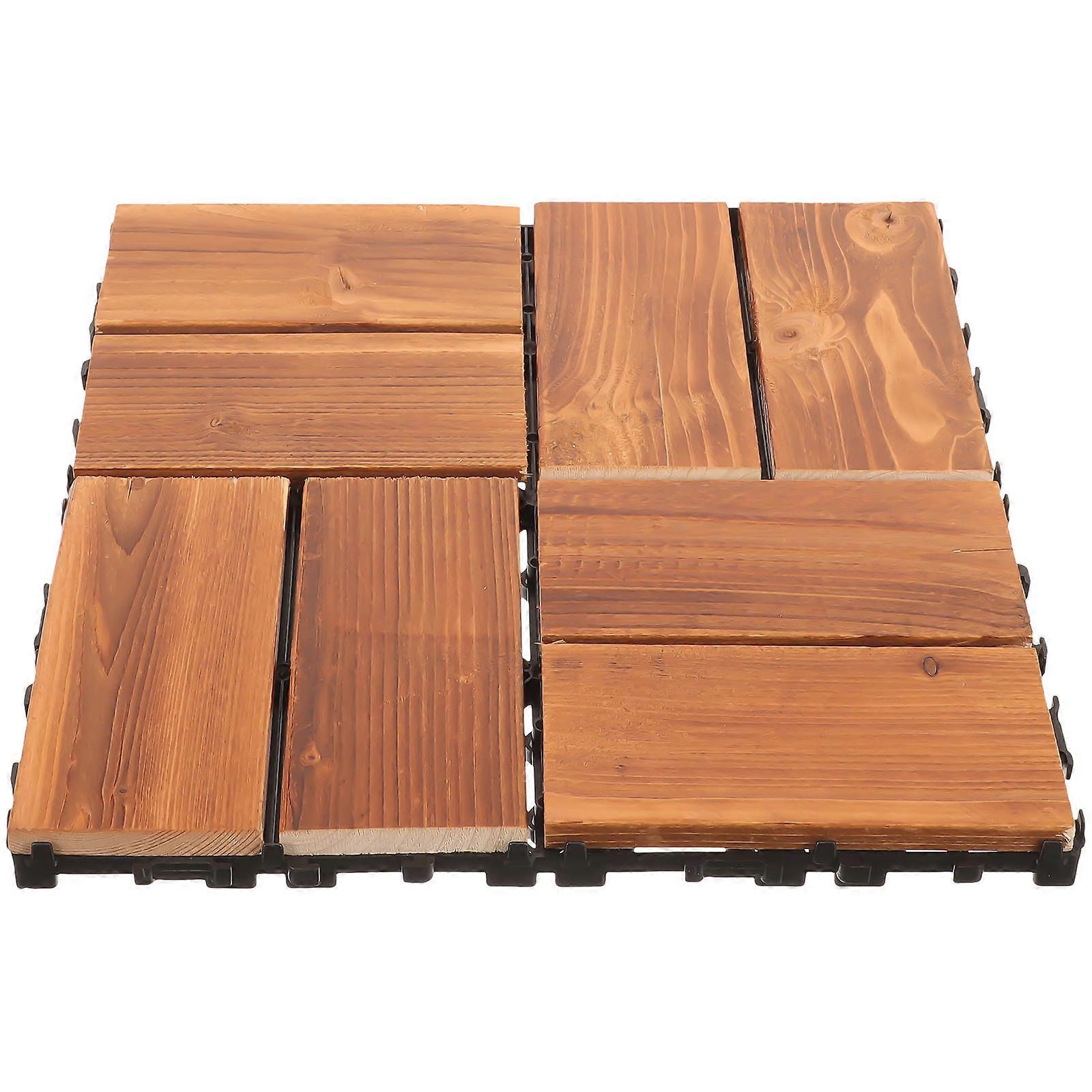 Square Interlocking Flooring Tile For Outdoor Decoration Balcony Pathway Light Brown 4Pcs