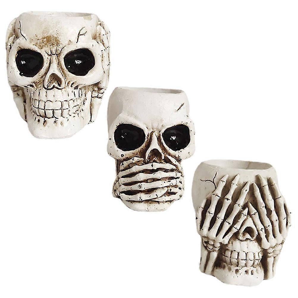 Skull Succulent Vase 6 Pcs Minimalist Flower Arrangement Pots Suitable For Home Dorm Café Resin Elegant Design