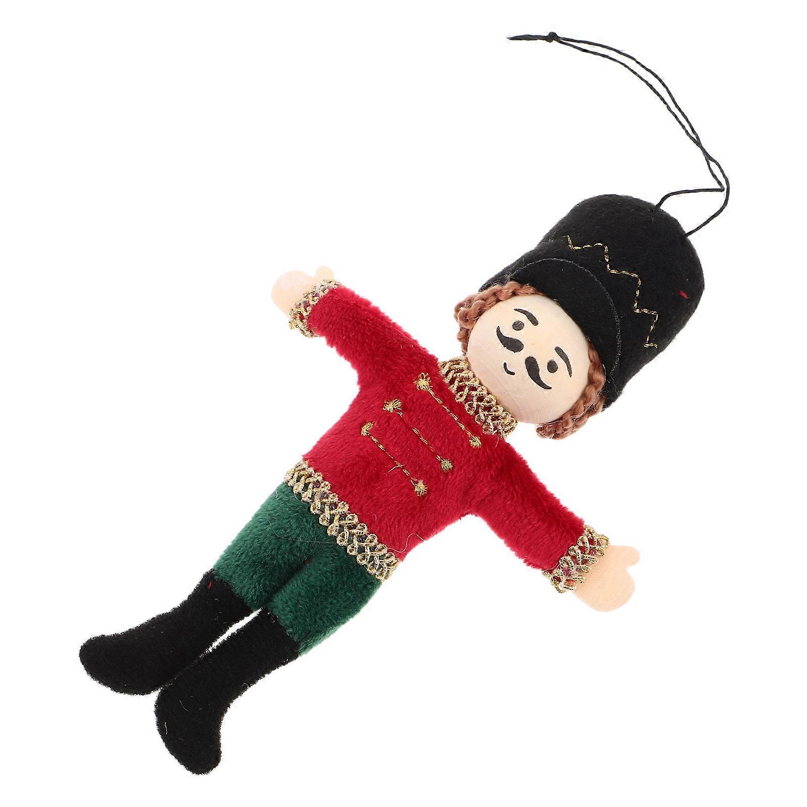 Vintage Fabric Nutcracker Hanging Decorations for Christmas Tree 2Pcs Wood