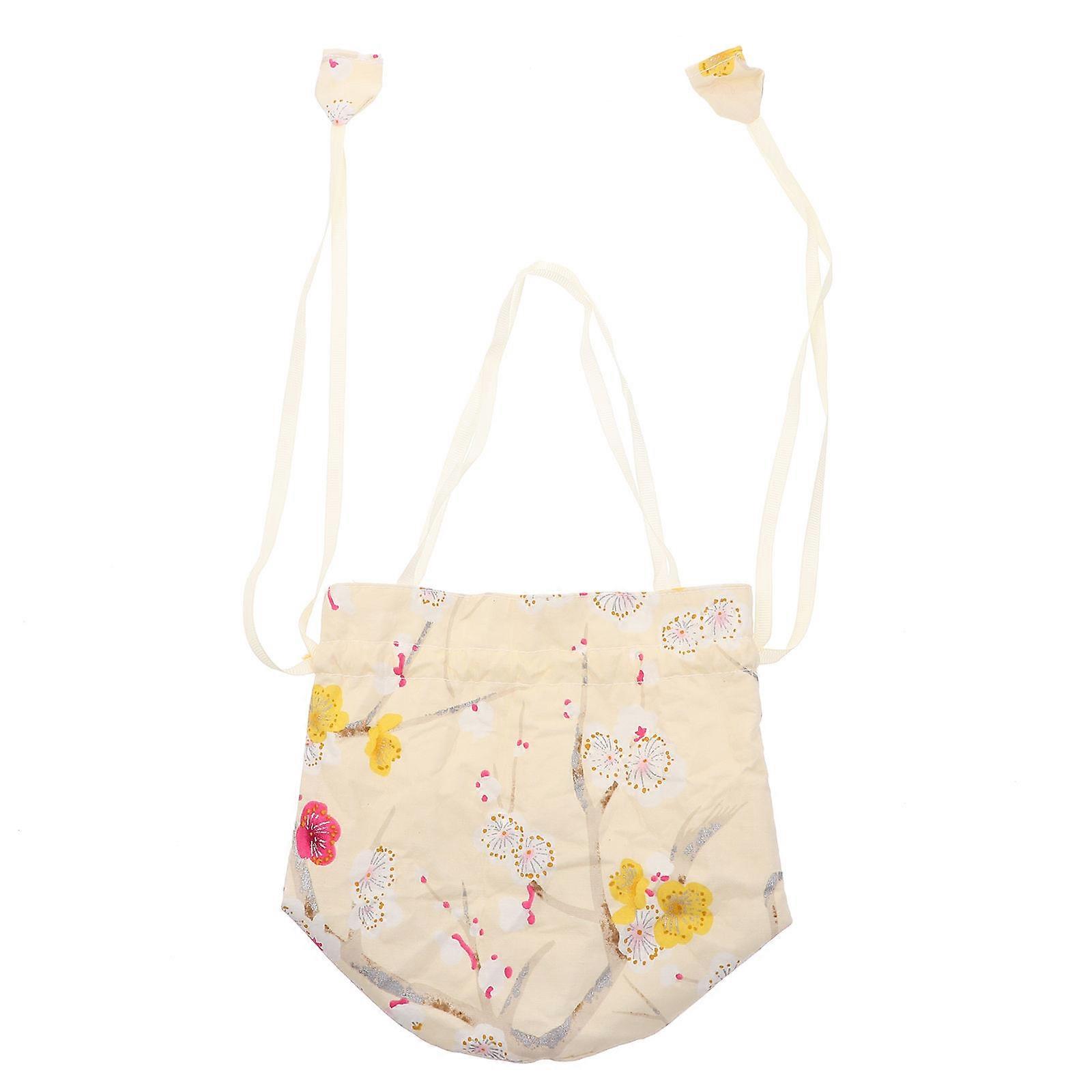 Japanese Style Storage Pouch for Storage Use 1Pcs Beige Drawstring Bag